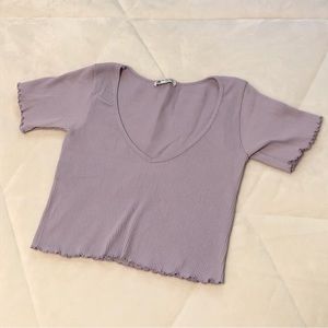 Zara Purple Ribbed Lettuce Hem Baby Tee